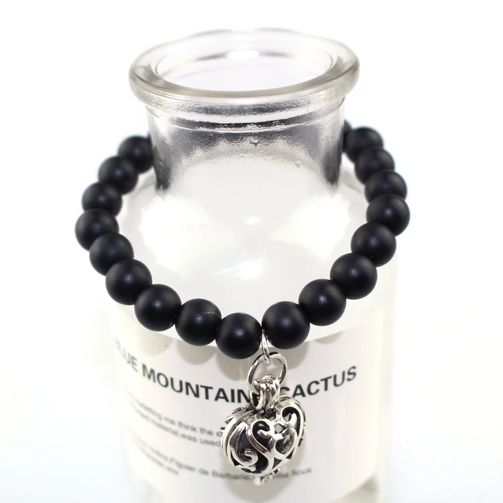 Fashion Essential Oil Phase Box Bracelet Silver Hollow Love Obsidian Aromatherapy Pulsera De Mujer | Украшения и аксессуары