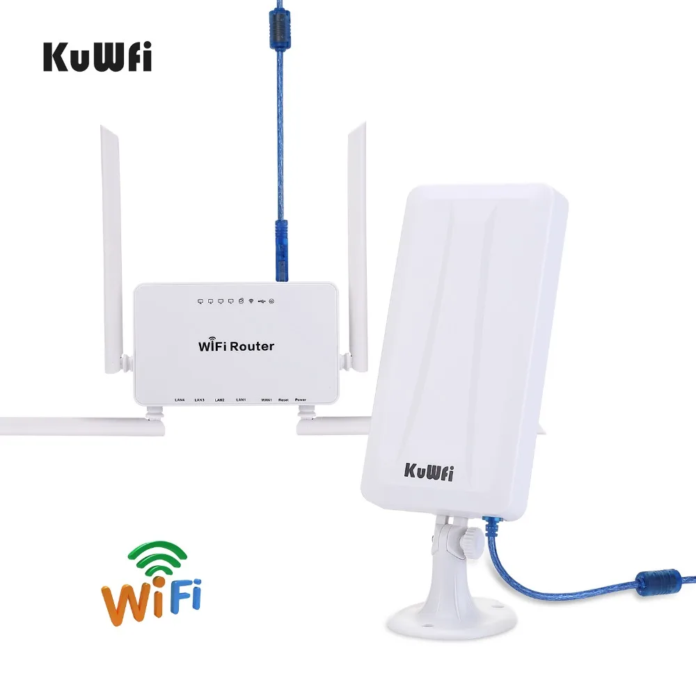 KuWFi 300 Мбит/с беспроводной маршрутизатор+ Wi-Fi USB адаптер с высоким коэффициентом усиления 300 Мбит/с Мощный Wifi роутер один комплект расширение Wi-Fi сигнала Поделиться 32 пользователей