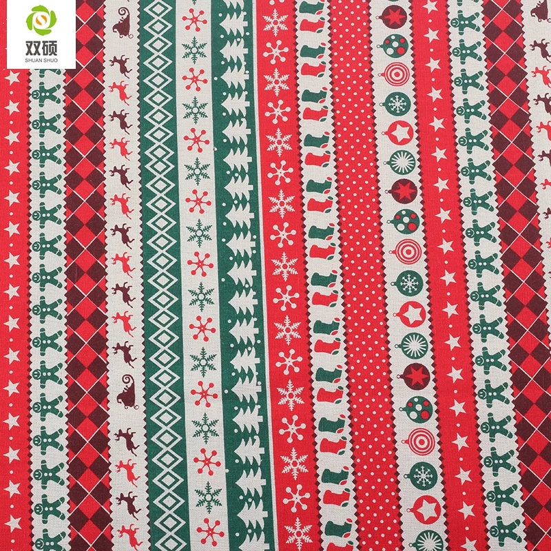 Для печати рождество pattern хлопок лен метр ткани diy рождественские украшения для