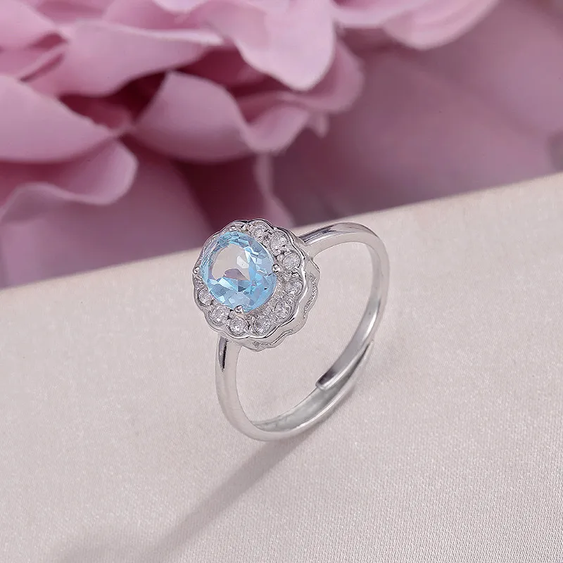 Ювелирные украшения кольца для женщин 100% Стерлинговое Серебро 925 пробы топаз