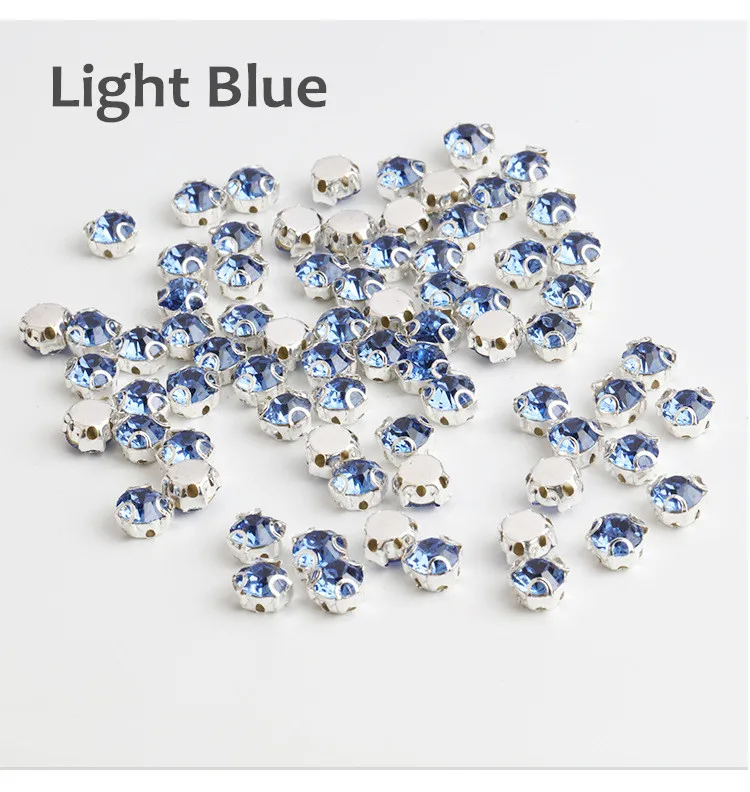 Light Blue 3D Красочные 4 мм ss16 AAA стекло серебряная основа Стразы прозрачный кристалл AB коготь Стразы DIY шитье на свадебное платье аксессуары - Цвет: Light Blue