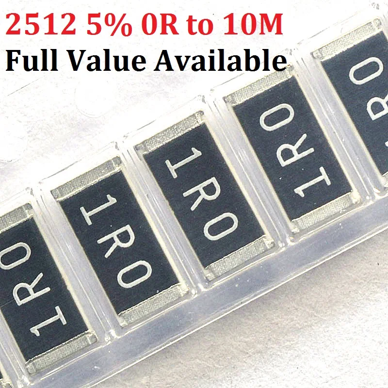 100 шт. 2512 0R ~ 10M SMD чип резистор 10K Ом 5% 10R 100R 220R 330R 470R 1K 2 K 100K 1R 0 2/3/4/5/6/7/8/9/1/K/R