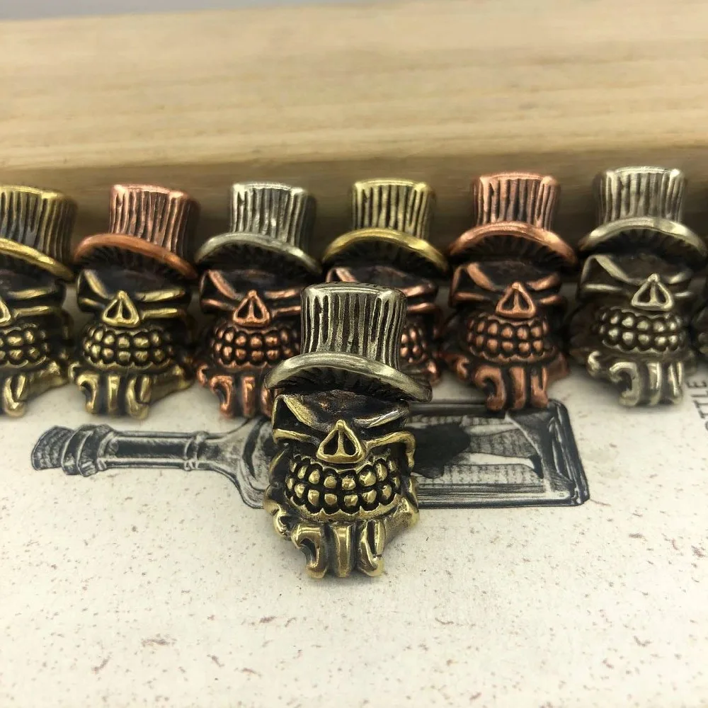EDC Инструменты Нож бусины 9 цветов Сочетание Латунный топ шляпа череп бусы на