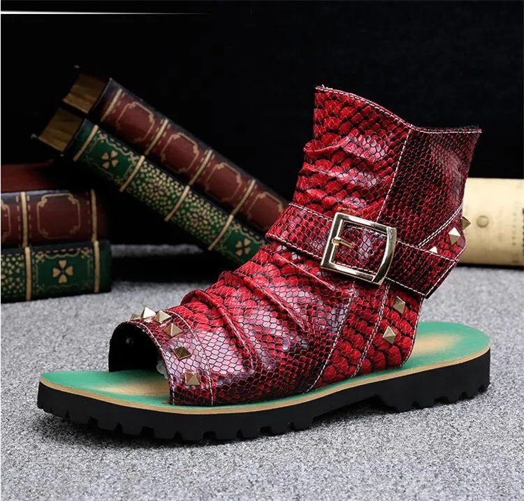 2018 летние мужские пляжные сандалии кожаные туфли с пряжкой и заклепками