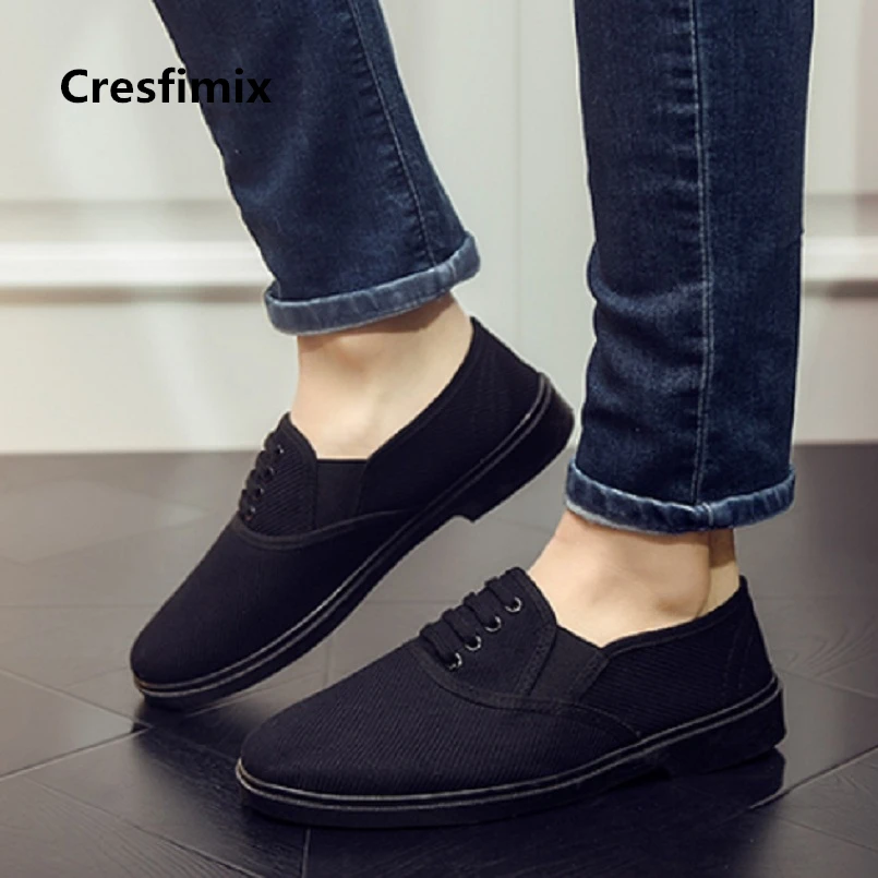 Cresfimix zapatos hombre Мужская Удобная черная парусиновая обувь весенне летняя Рабочая