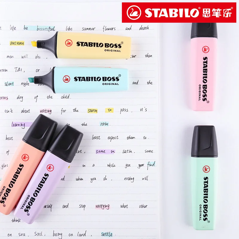 Stabilo BOSS, хайлайтер, 6 цветов, 2 мм до 5 мм, кончик, пастельный маркер, мини-хайлайтер, текстовый маркер, строцкая ручка