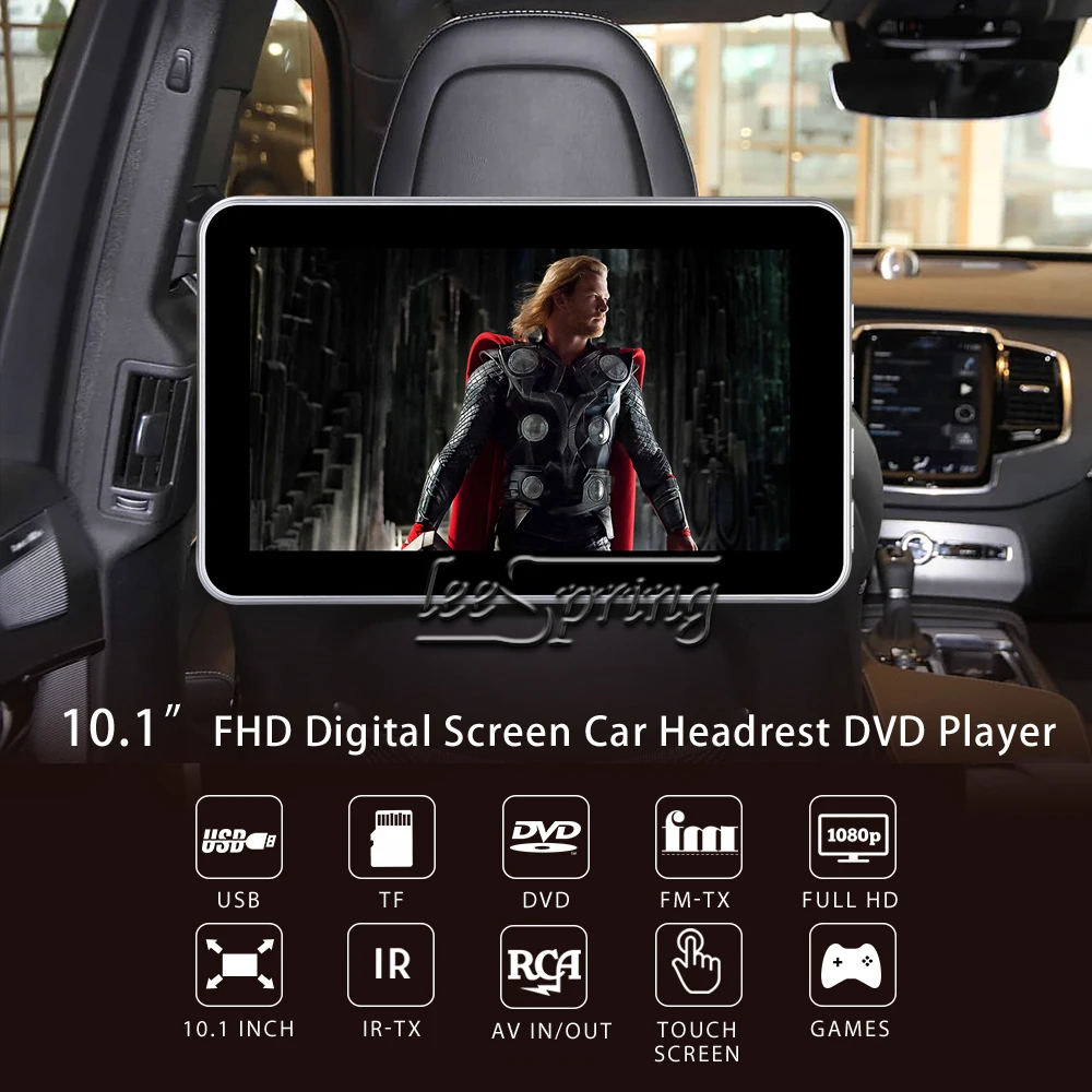 10 1 дюймовый сенсорный экран подголовник монитор dvd плеер с FM/IR/USB/SD (MP5)/Поддержка