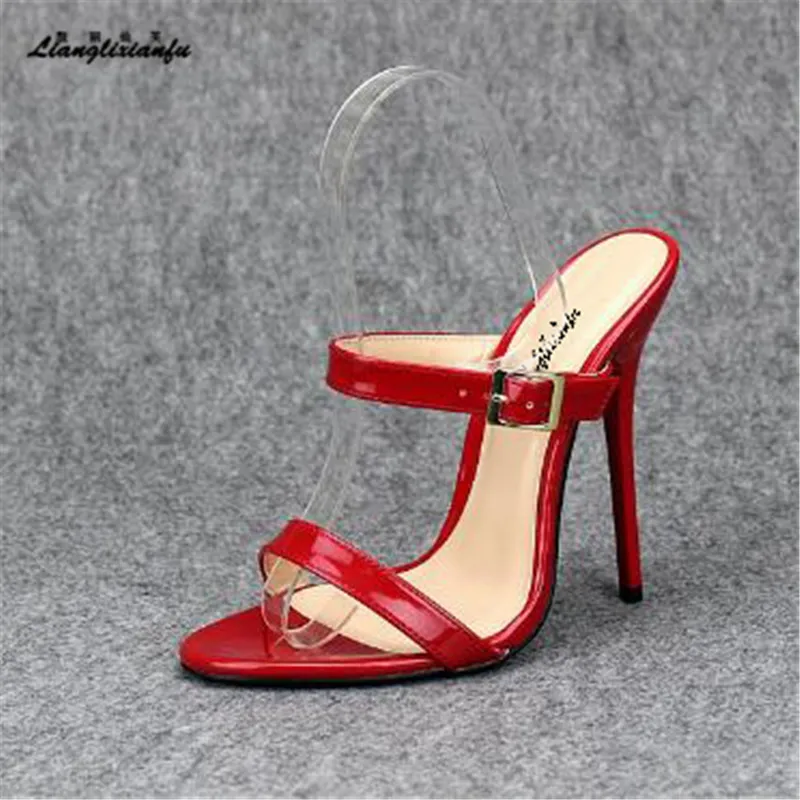 LLXF/шлепанцы zapatos mujer; большие размеры 40-47, 48, 49, 50; летние туфли на шпильках босоножки на тонком каблуке 14 см женские классические туфли-лодочки; Новое поступление - Цвет: Красный