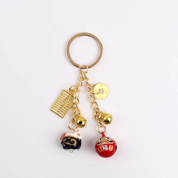 Аниме Maneki Neko Lucky Cat Fat Fortune Cat брелок для ключей, металлическое кольцо, безделушки, автомобильная сумка, Подвеска для женщин D233