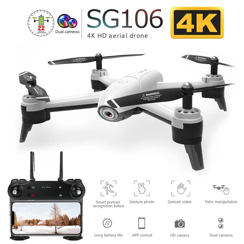 SG106 WiFi FPV Радиоуправляемый Дрон с 720P или 1080P или 4K HD двойной камерой оптический поток воздушный видео Радиоуправляемый квадрокоптер для игрушек Детский Радиоуправляемый Дрон
