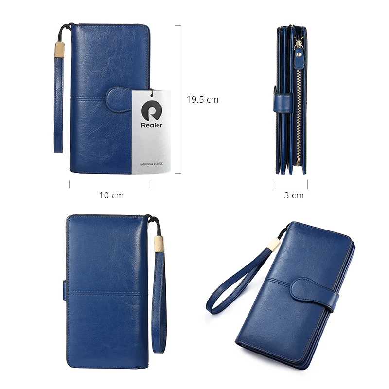 REALER женский кошелёк из сплит-кожи модный длинный для женщин вместительный новый |