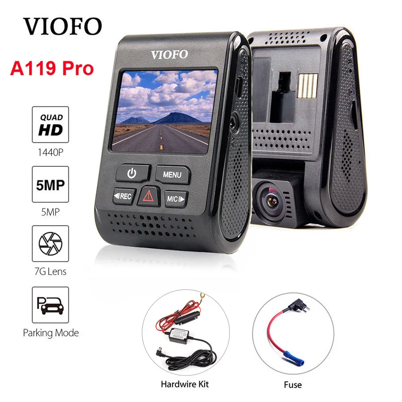 VIOFO A119 Pro конденсатор 2K 1440P Novatek 96660 AR0521 HD Автомобильный видеорегистратор DVR+ жесткий комплект+ предохранитель Дополнительно gps