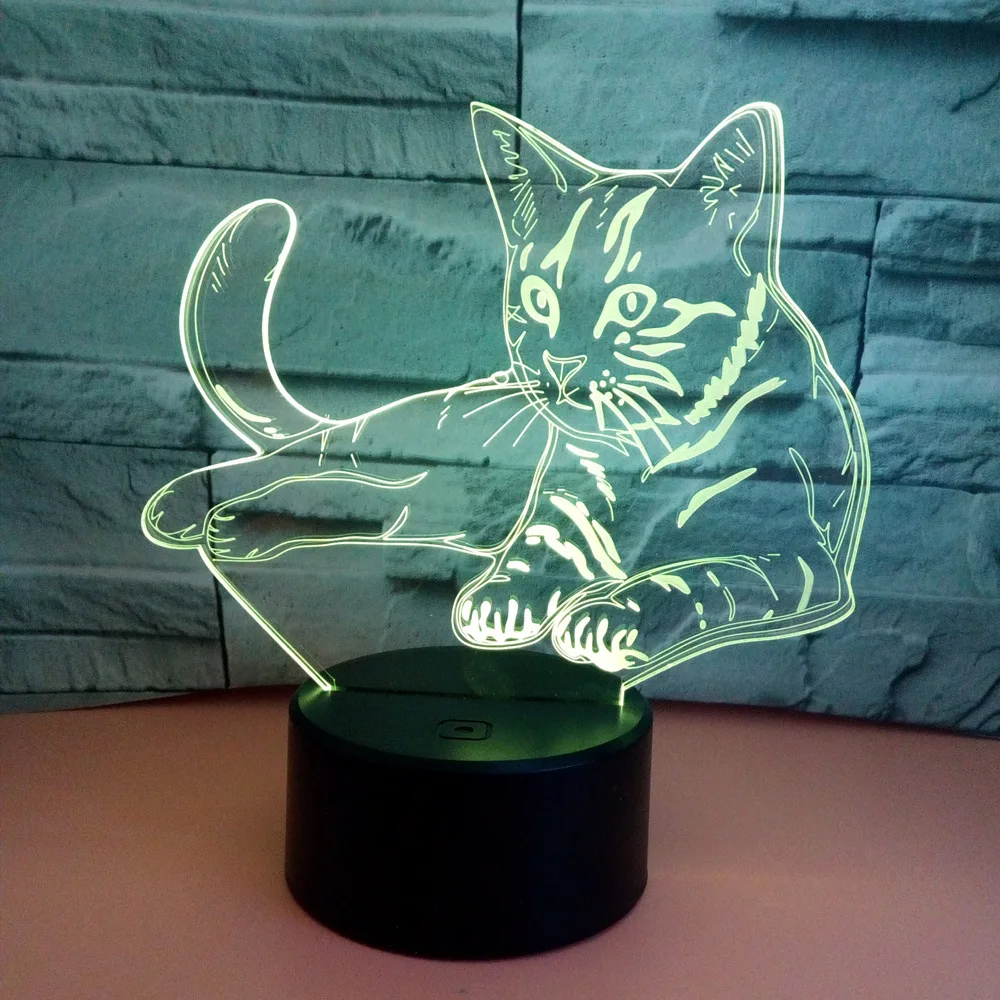 Цветной 3d светильник s кошачья иллюзия светодиодный Usb акриловый сенсорный
