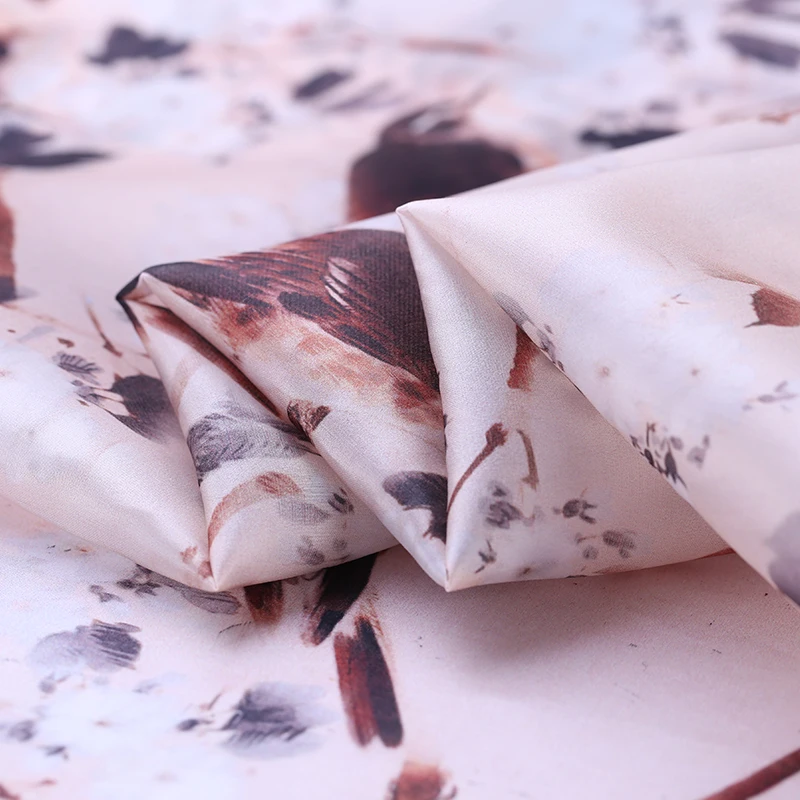 

Digital printing silk organza satin fabric 138cm crisp translucent awning dress chinese silk fabric wholesale silk cloth