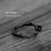 new fashion creative popular silver plated jewelry valentines day diarrhea rings black rose elegant female rings r149