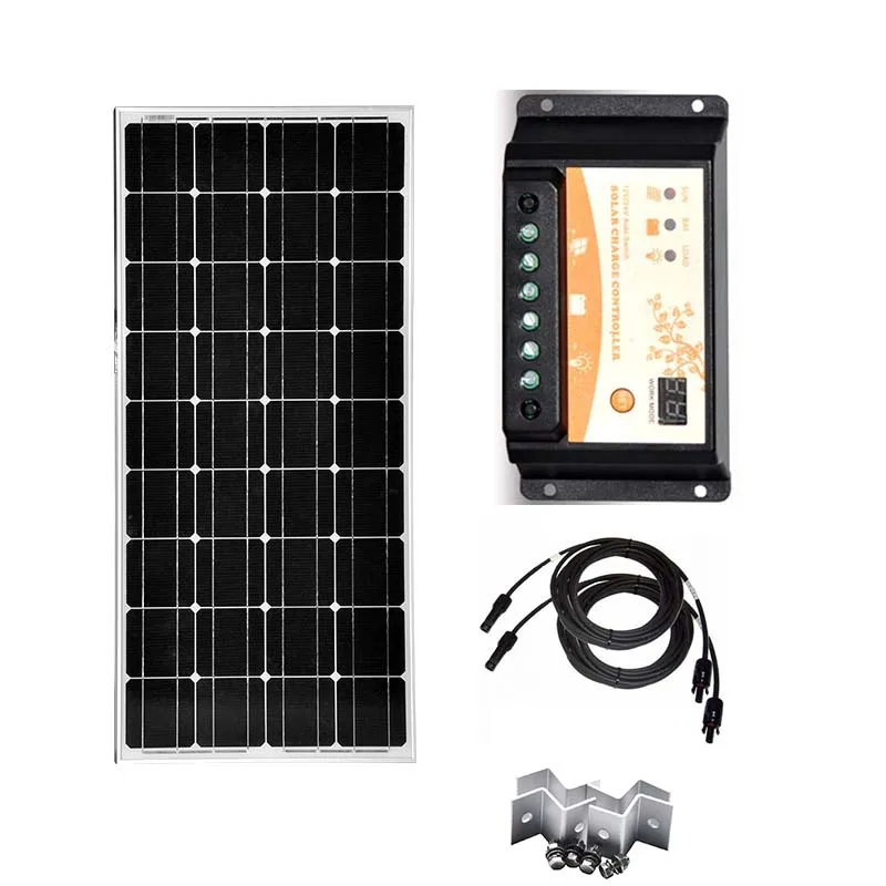 Солнечная панель 12v 100w монокристаллическая солнечная батарея ШИМ контроллер 12 v/24