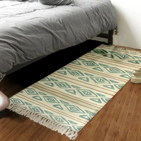 pure cotton bedside carpet bedroom household rectangular machine wash cotton woven long strip modern simple nordic ground mat