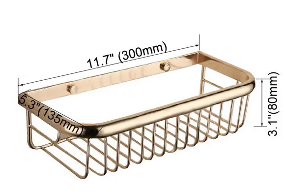 300 мм полированная латунь золотого цвета настенная ванная душевая полка-корзина