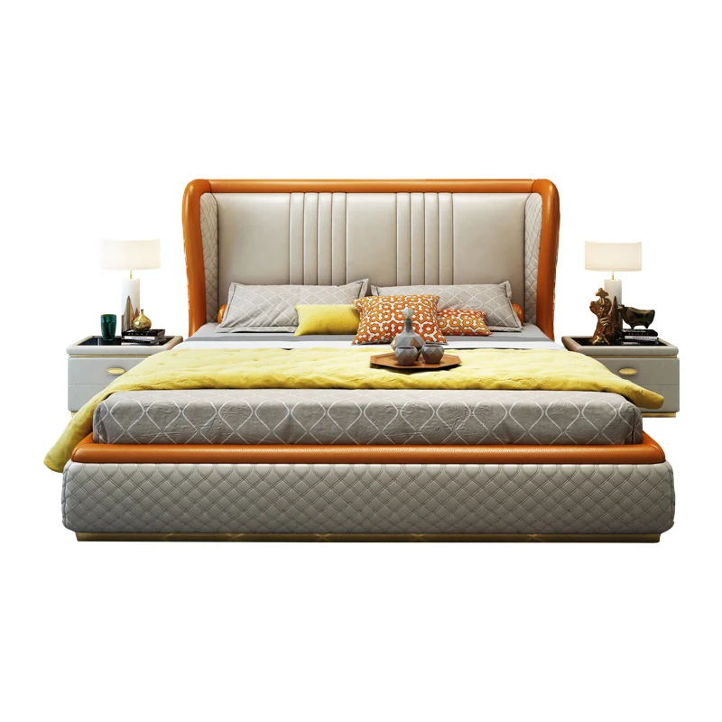 Мягкая кровать из натуральной коровьей кожи для спальни camas lit muebles de dormitorio yatak mobby