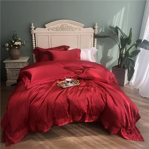 bedding set 4 Белый золотой шелковый хлопковый комплект постельного белья, роскошный комплект постельного белья из египетского хлопка, пододеяльник, постельный комплект parure de lit - Цвет: bedding set 4