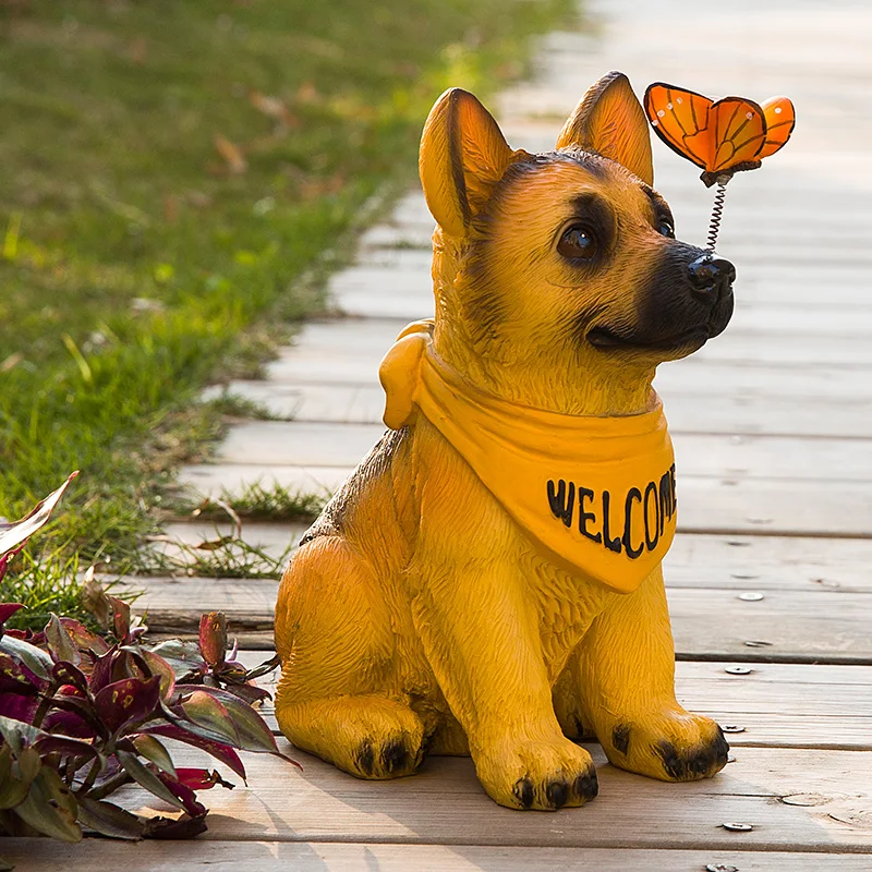 Фигурки милых собак из смолы уличные украшения для сада дома парка статуя