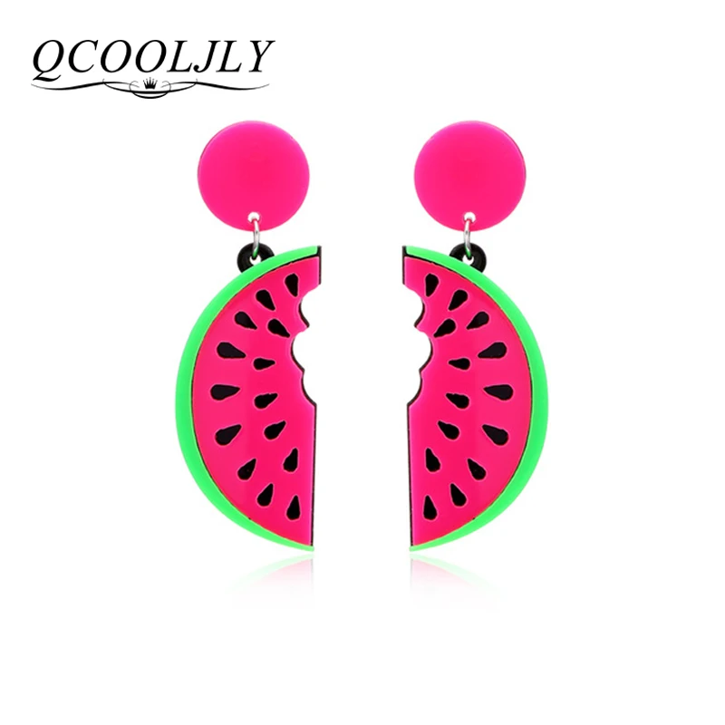 QCOOLJLY летние модные стильные большие акриловые женские серьги гвоздики в форме