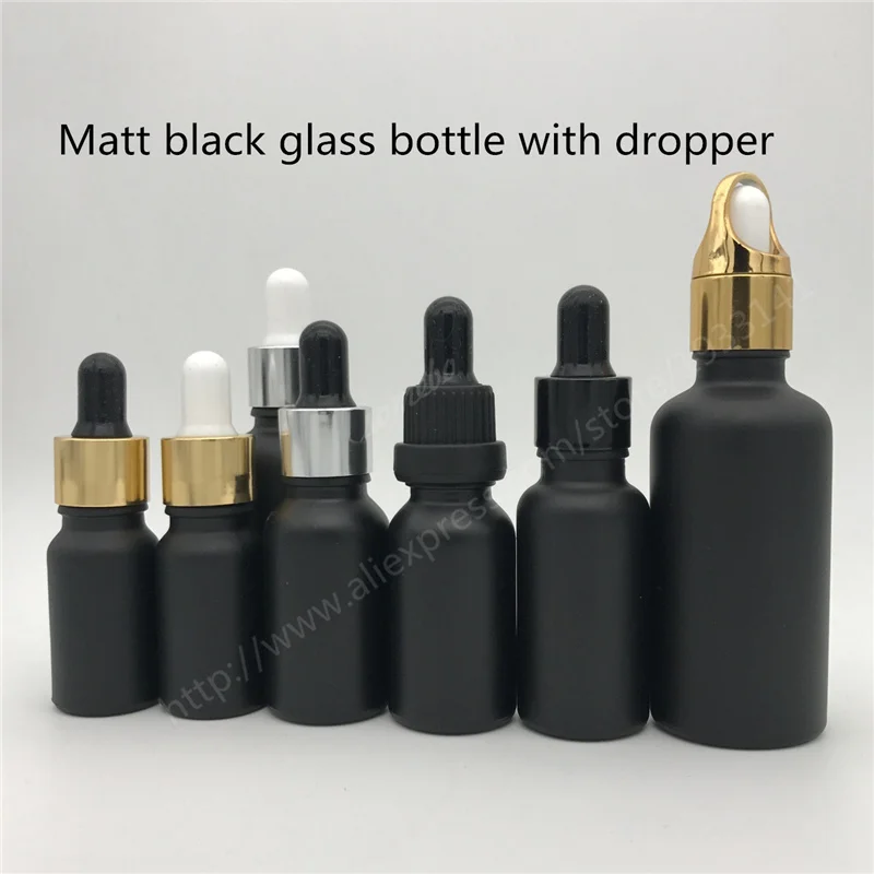 

Hot sale 50ML Black Glass Bottle With Dropper, Matt Black Glass Bottle, Dropper Bottle, 200Pcs/lot