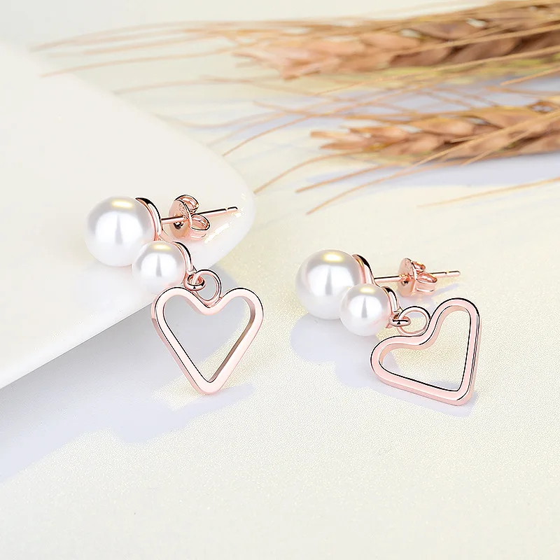 Очаровательные модные серьги из розового золота с жемчугом для женщин короткие