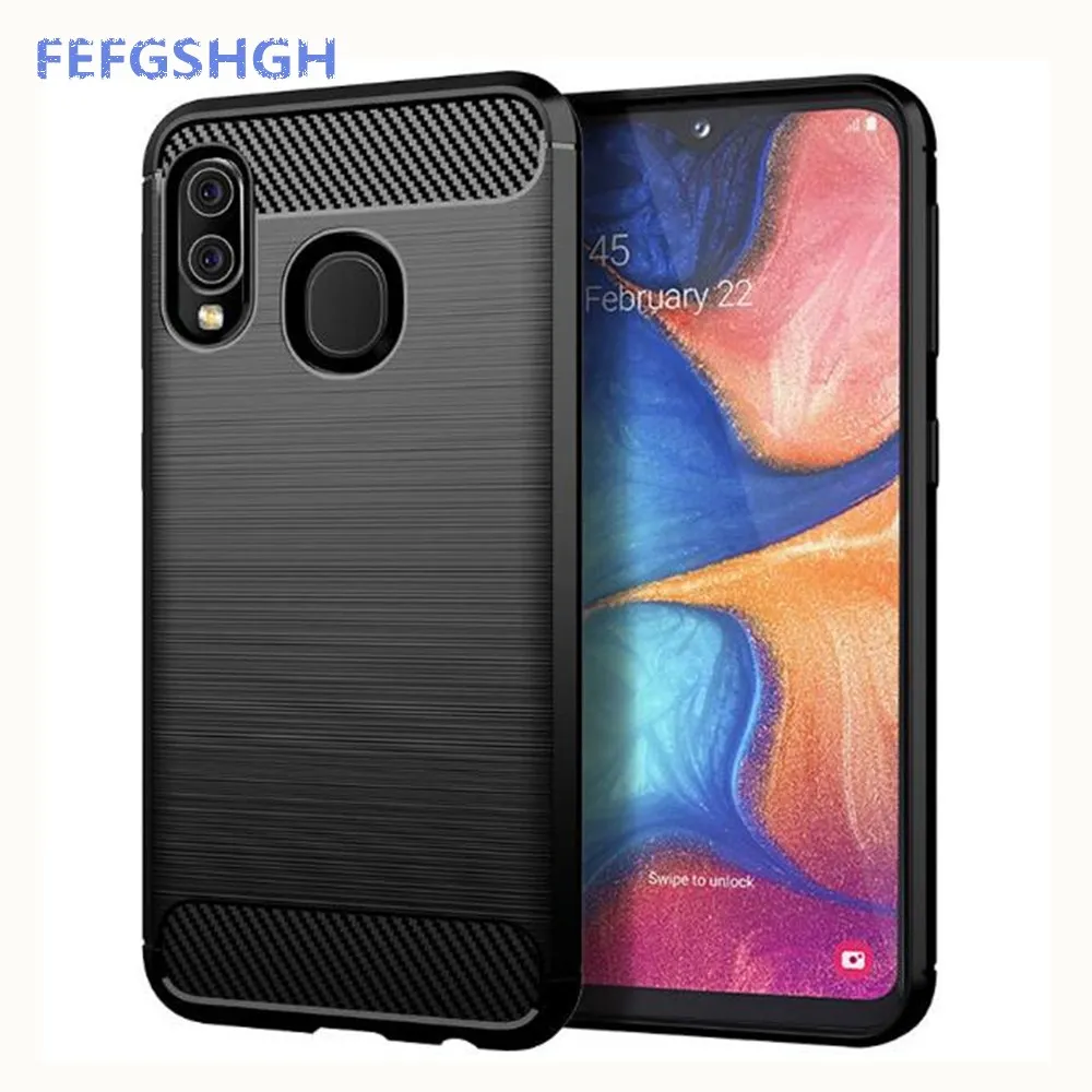 Чехол из углеродного волокна для Samsung Galaxy A20e резиновый силиконовый чехол
