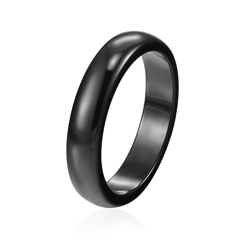 Женское керамическое кольцо Anillo черное белое гладкое с радиусом ширина 4 мм и 6