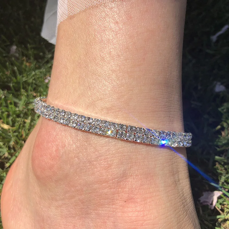 Анклеты женские эластичные со стразами 1/2/3 рядов | Украшения и аксессуары