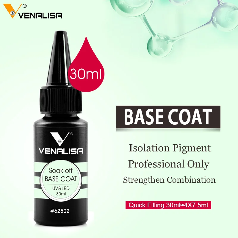 New manicure Venalisa 30ml 1oz Nowipe topcoat soak off led uv nail gel polish base coat nail polish gel