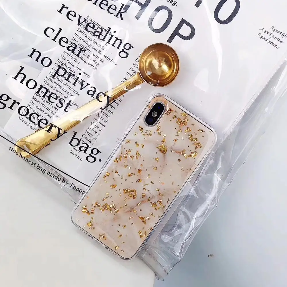 Роскошный Мраморный чехол с золотой фольгой для телефона iPhone6 6 Plus 7 8 X XS XR Max ТПУ