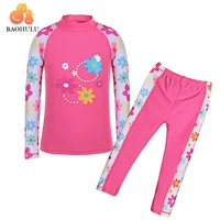 baohulu long sleeves upf50 girls swimwear children swimming suits 2pcs set floral swimsuit kids teens bathing suit beachwear