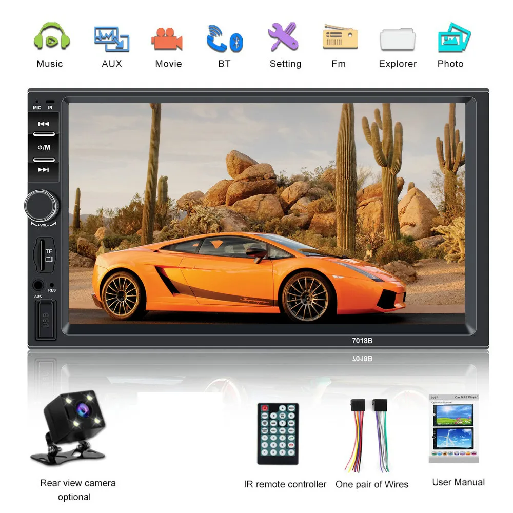 Автомагнитола 2 Din с Bluetooth мультимедийный плеер HD 7 &quot Авторадио сенсорный экран