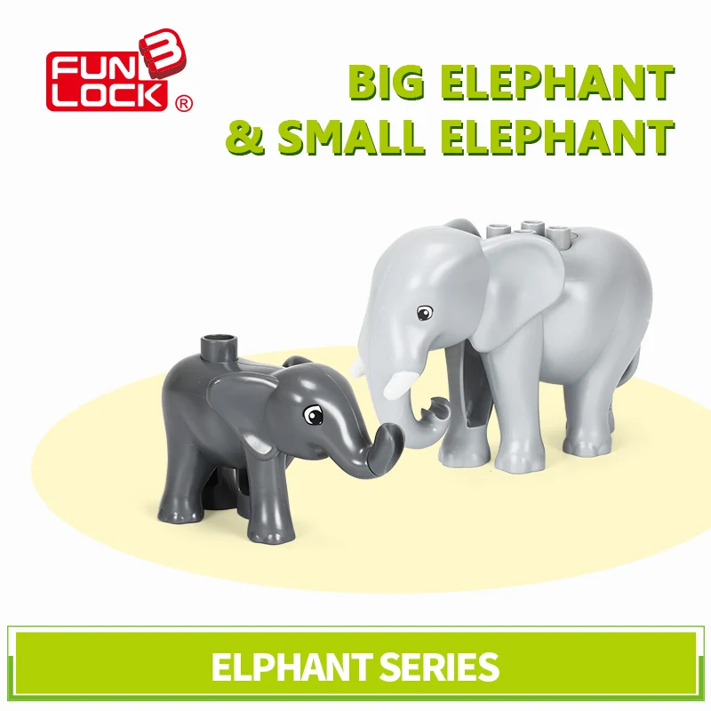 Funlock Duplo Большой Слон маленькие блоки для детей Обучающие игрушки на 2-4 года |