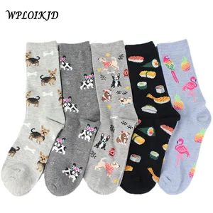 Забавные носки WPLOIKJD унисекс в стиле Харадзюку, суши, фламинго, креативные кавайные носки с пиццей, женские милые носки с принтом Чили, крутые носки с героями мультфильмов