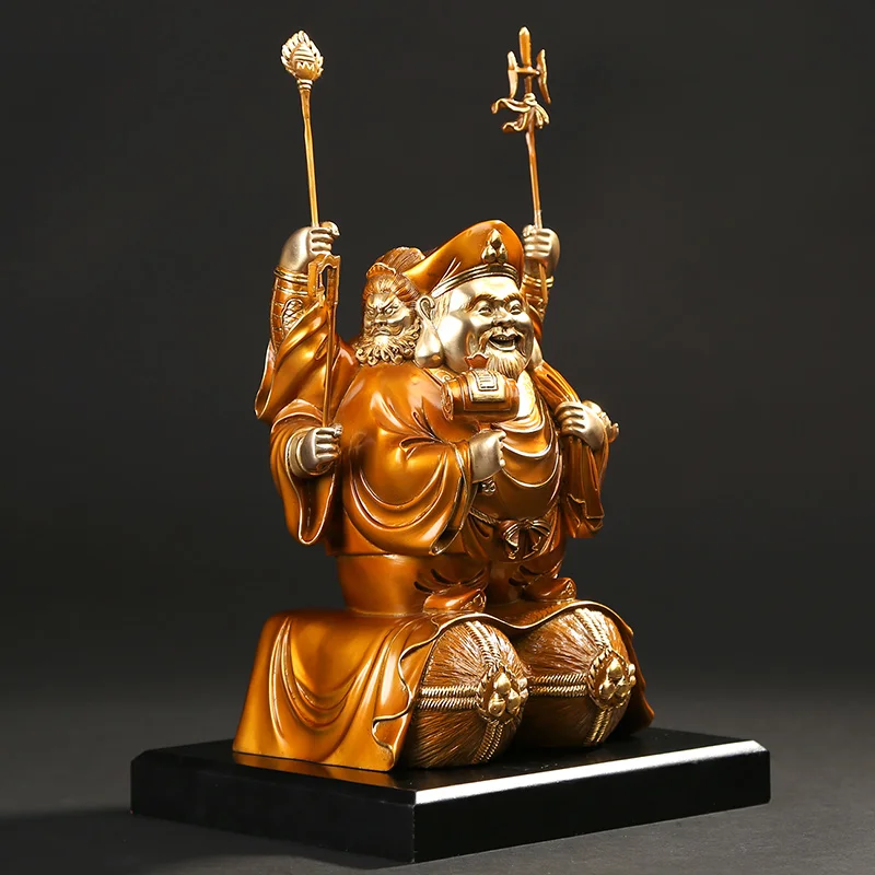 31CM LARGE --GOOD BUDDHA-- Asia Great Japan Tokyo HOME Talisman Money Drawing God of wealth 3 face Mahakala GOD brass statue | Дом и сад