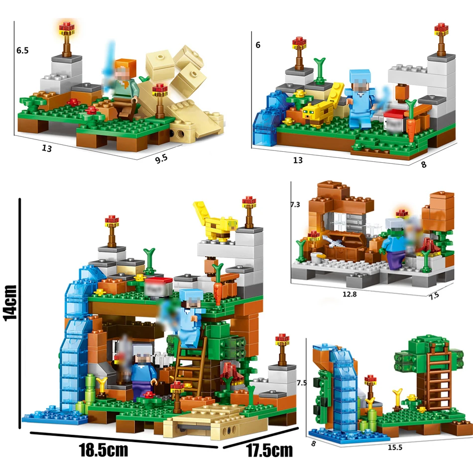 378 шт 4 в 1 строительные блоки Minecrafted Совместимость с legoingly город фигурки джунгли