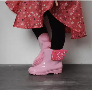 Детские резиновые ботинки для девочек Нескользящие сапоги с крыльями девочек|girls