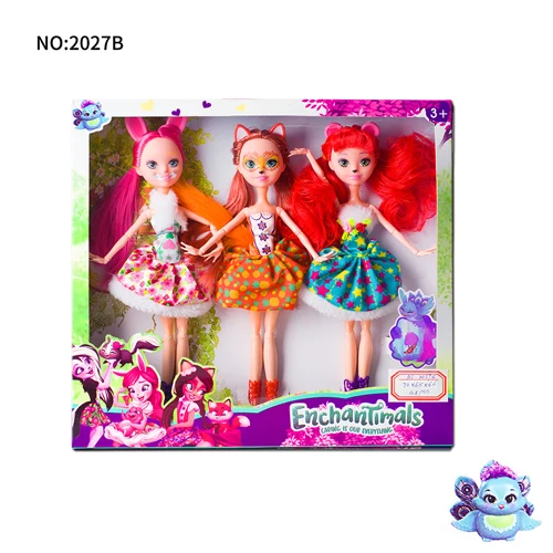 2027B 3 шт. шарниры Enchantimals кукла игрушка для девочек Ограниченная Коллекция аниме модель пупи кукла для девочек Подарки 27 см - Цвет: 2027B