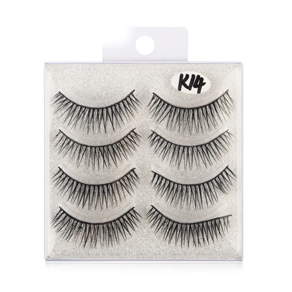 4Pair Luxury 3D False Lashes Fluffy Strip Eyelashes Long Natural Party natural faux mink lashes magnetic eyelashes maquiagem #05 | Красота и
