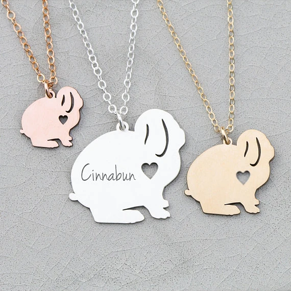 Модные Симпатичные медь Bunny Шарм ожерелье кролик подарок на день рождения выгравировать некоторые буквы перевозка груза падения Принято YP6056