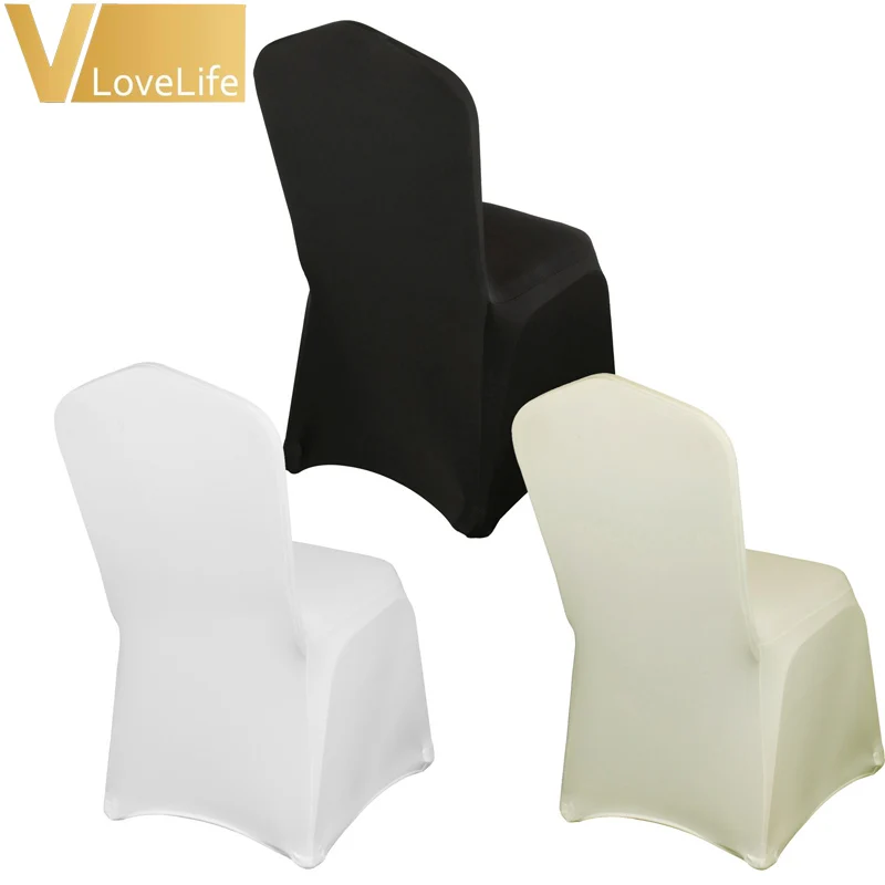 

100pcs Black/Ivory/White Lycra Chair Cover For Wedding Party Event Banquet Spandex Chair Cover Decor Home Decoration Supplies