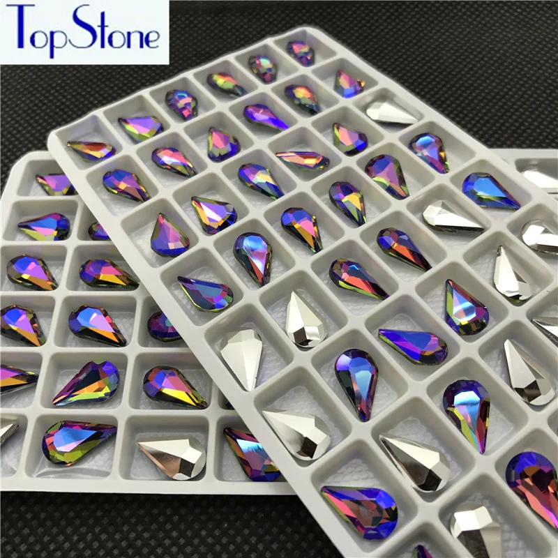 Радужный цвет AB стекло кристалл КАПЛЕВИДНАЯ заостренная задняя Стразы 6x10 8x13 10x14