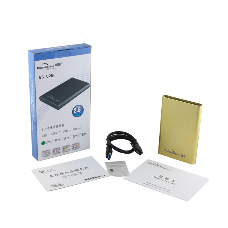 Blueendless Sata чехол Корпус для жесткого диска Алюминий внешняя коробка с USB 3 0 кабель