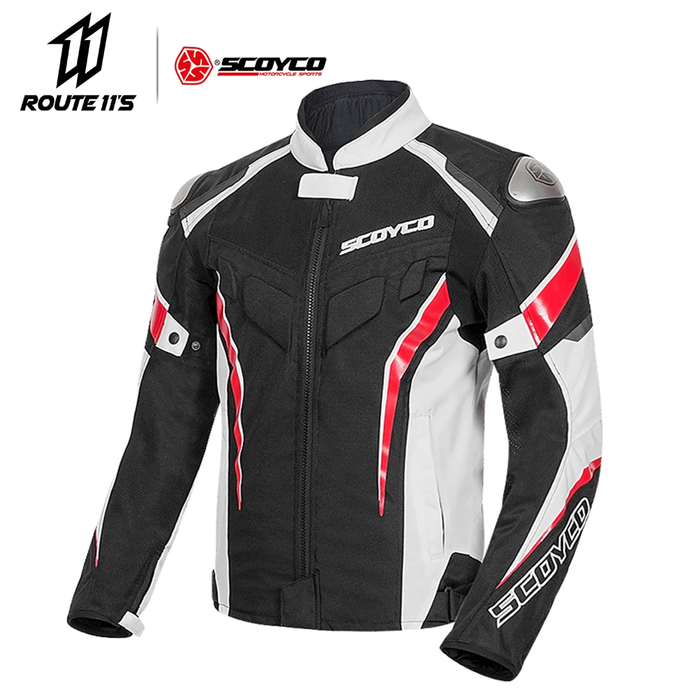 black red jacket SCOYCO Мотоциклетная Куртка Светоотражающий, для мотокросса куртка Для мужчин байкерская куртка защитный Шестерни мотор Костюмы мотоцикла защитный бронированный чехол - Цвет: black red jacket
