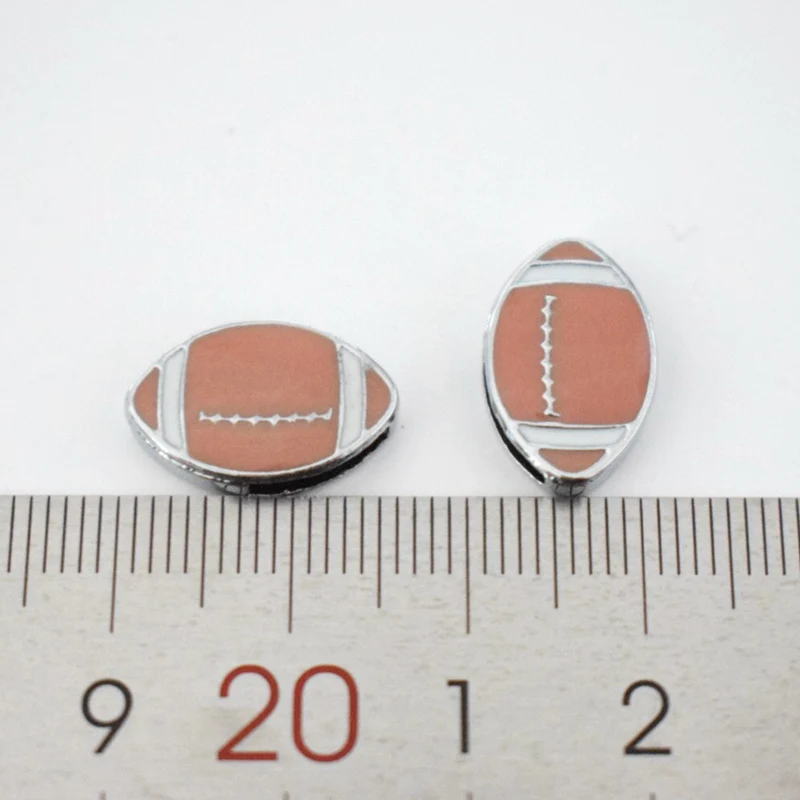 10 шт. 8 мм эмаль футбол регби слайд талисманы скользящие бусины DIY отверстие