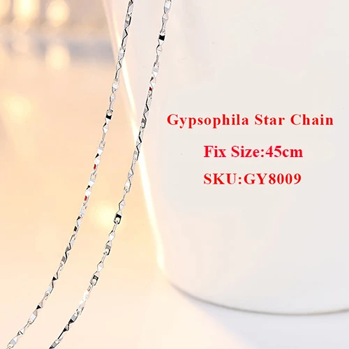 GY8009 ELESHE, настоящее чистое 925 пробы, серебряная цепочка, ожерелье для женщин, девушек, девушек, коробка, змея, веревка, крест, цепочка, ожерелье, ювелирное изделие - Окраска металла: GY8009
