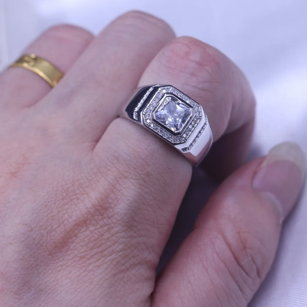Vecalon модное ювелирное изделие обручальное кольцо для мужчин 2ct 5A циркон cz серебро